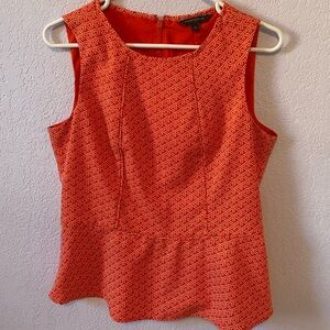 Orange Geometric Pattern Peplum Top
